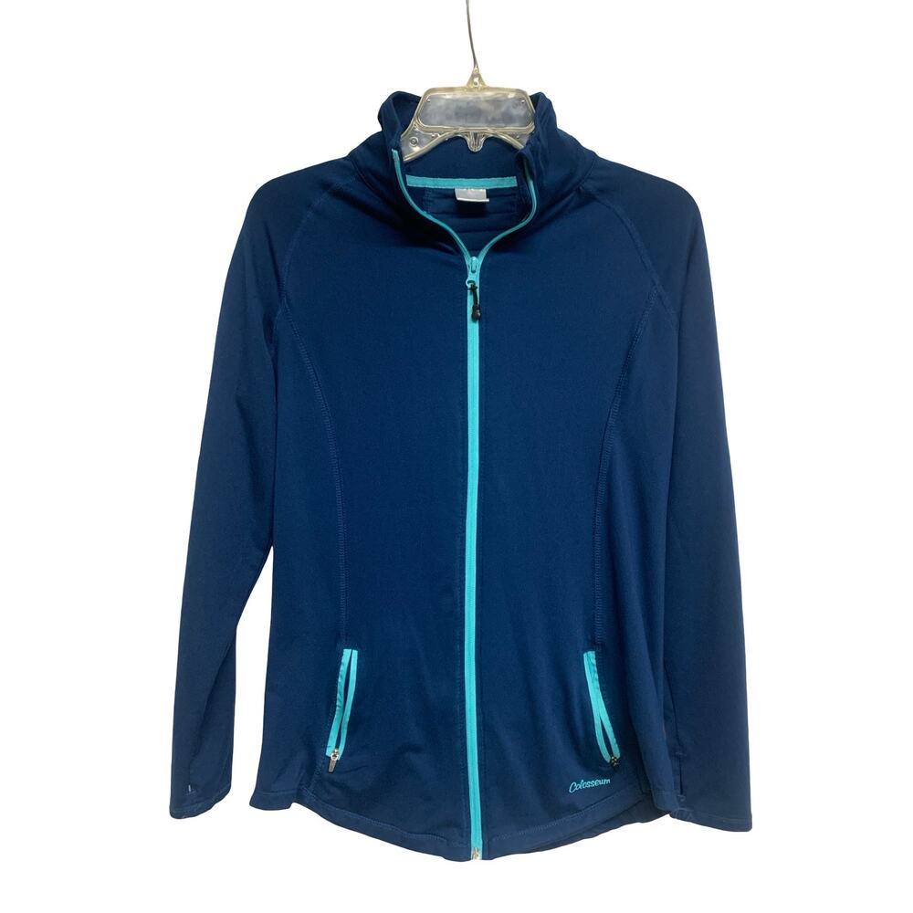 Colosseum Women’s Blue With Ruched Back Full Zip Jacket M Activewear Stretch